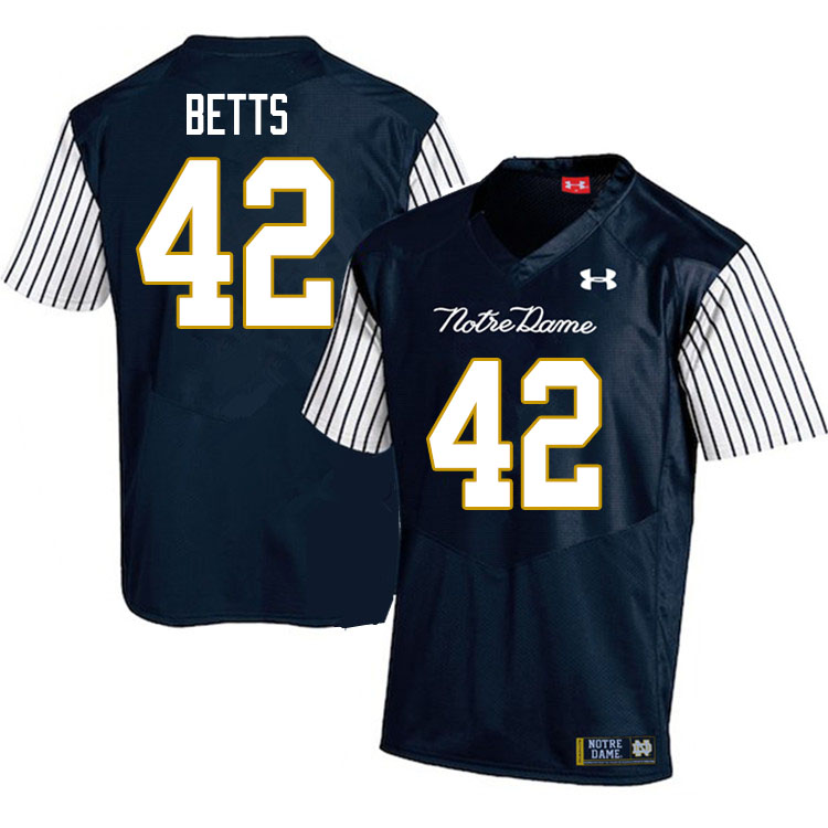 Men's NCAA Notre Dame Fighting Irish #42 Stephen Betts Stitched College Under Armour Authentic Navy Alternate Football Jersey RN10Z11TL